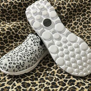 Skechers Black and White Patterned Slip-Ons
